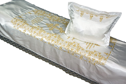 Комплект в гроб Храмовый Крест вышивка (покрывало, наволочка)